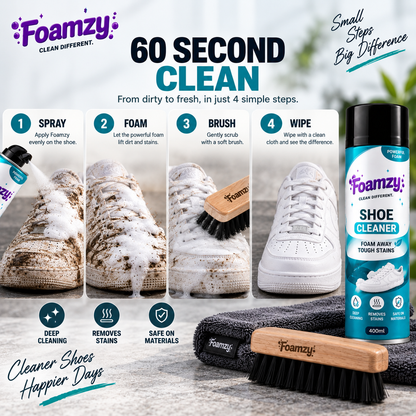 Foamzy Freshstep - Footwear Cleaning Foam (2 Foam Cleaners + Free Deep-Clean Brush)