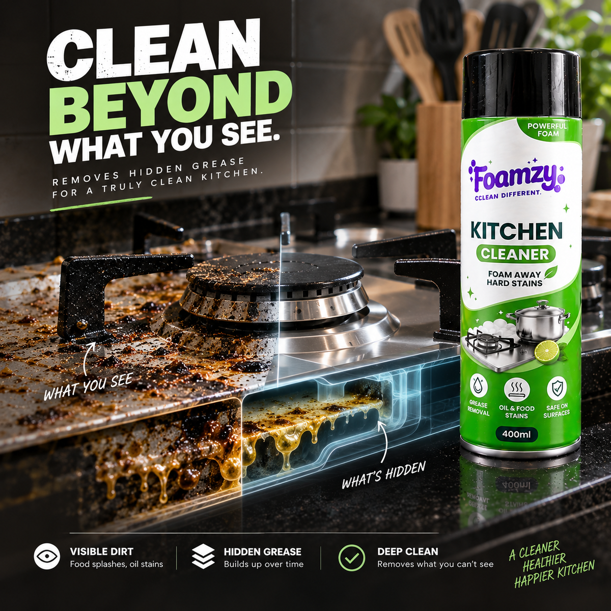 Foamzy Degrease Pro: Kitchen & Chimney Cleaner